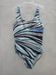 Blue Geometric One Piece Swimsuit Resort Vacation Beach Plus 3X