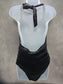 Cupshe Black Whimsy Goth Ruched One Piece Halter Swimsuit Beach Vacation Large
