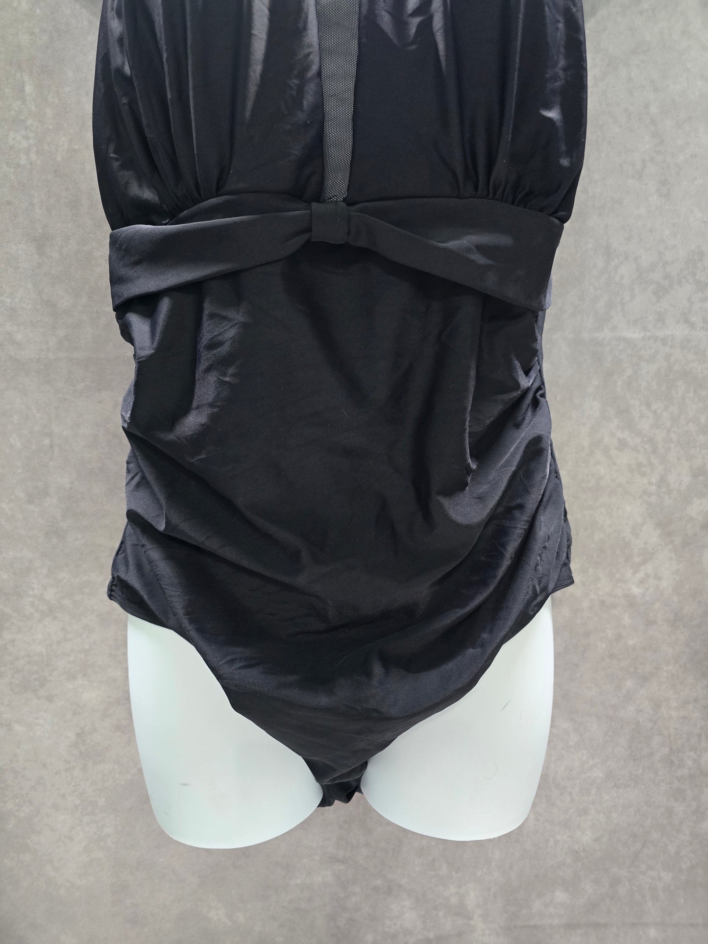 Black Whimsy Goth Ruched One Piece Swimsuit Beach Vacation Large