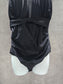 Black Whimsy Goth Ruched One Piece Swimsuit Beach Vacation Large