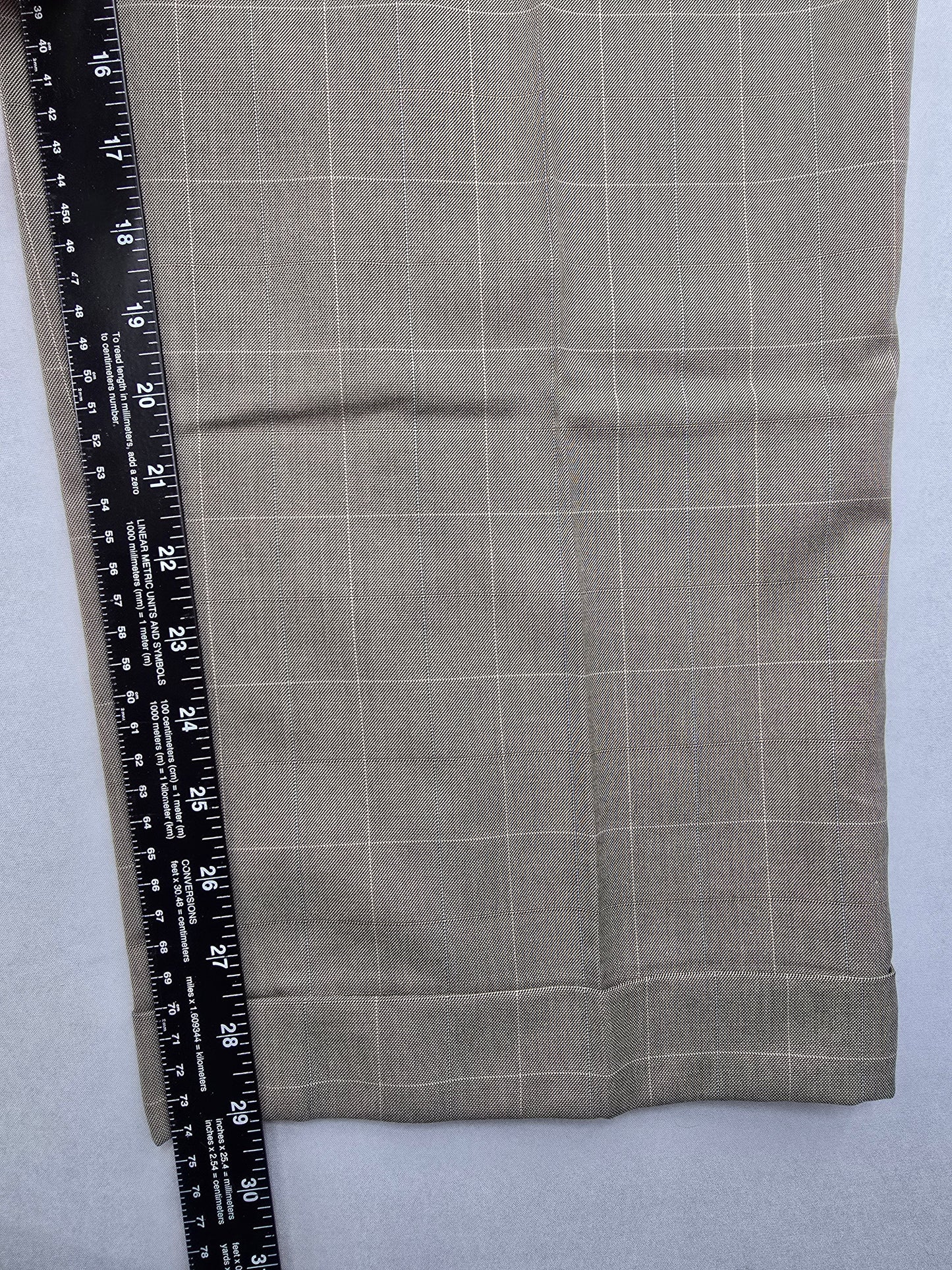 Tan Plaid Straight Leg Pleated George Work Utility Formal Dress Pants Mens 36x30