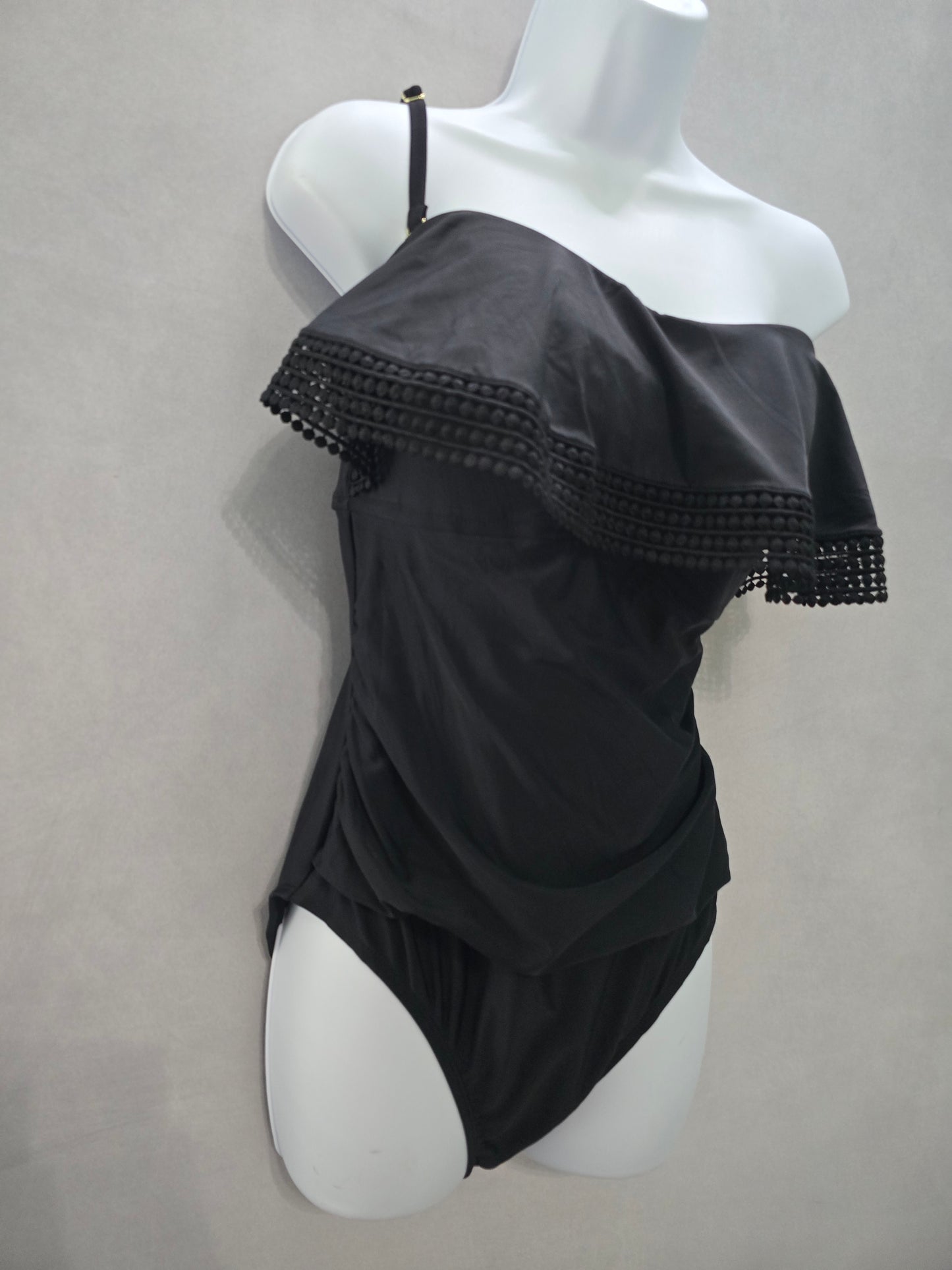 Kona Sol Resort Y2K Black Lace Whimsygoth One Piece Goth Swimsuit Beach Large