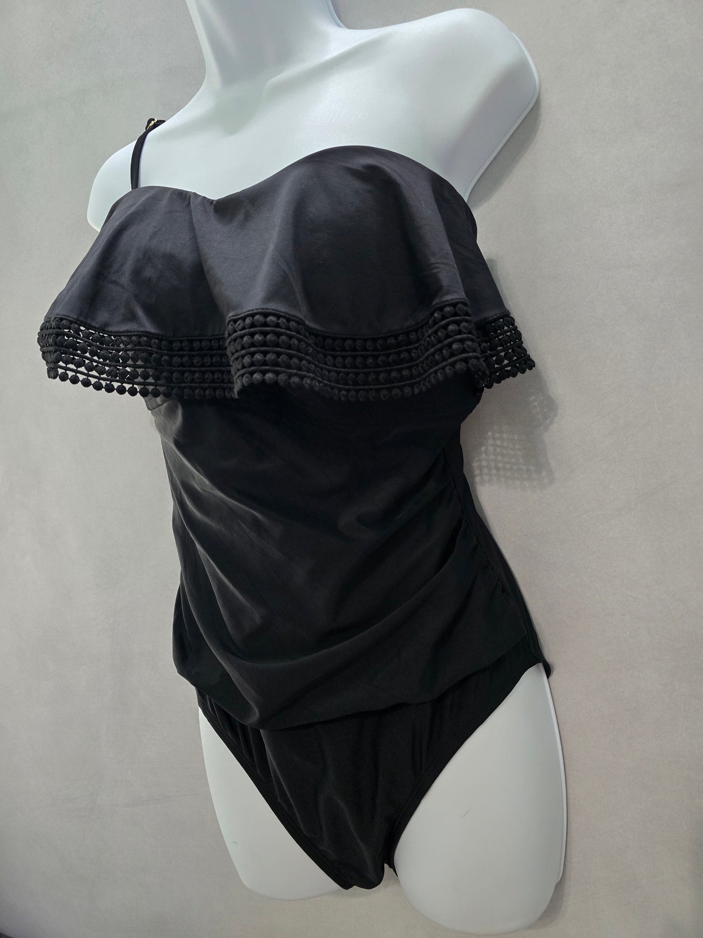 Kona Sol Resort Y2K Black Lace Whimsygoth One Piece Goth Swimsuit Beach Large