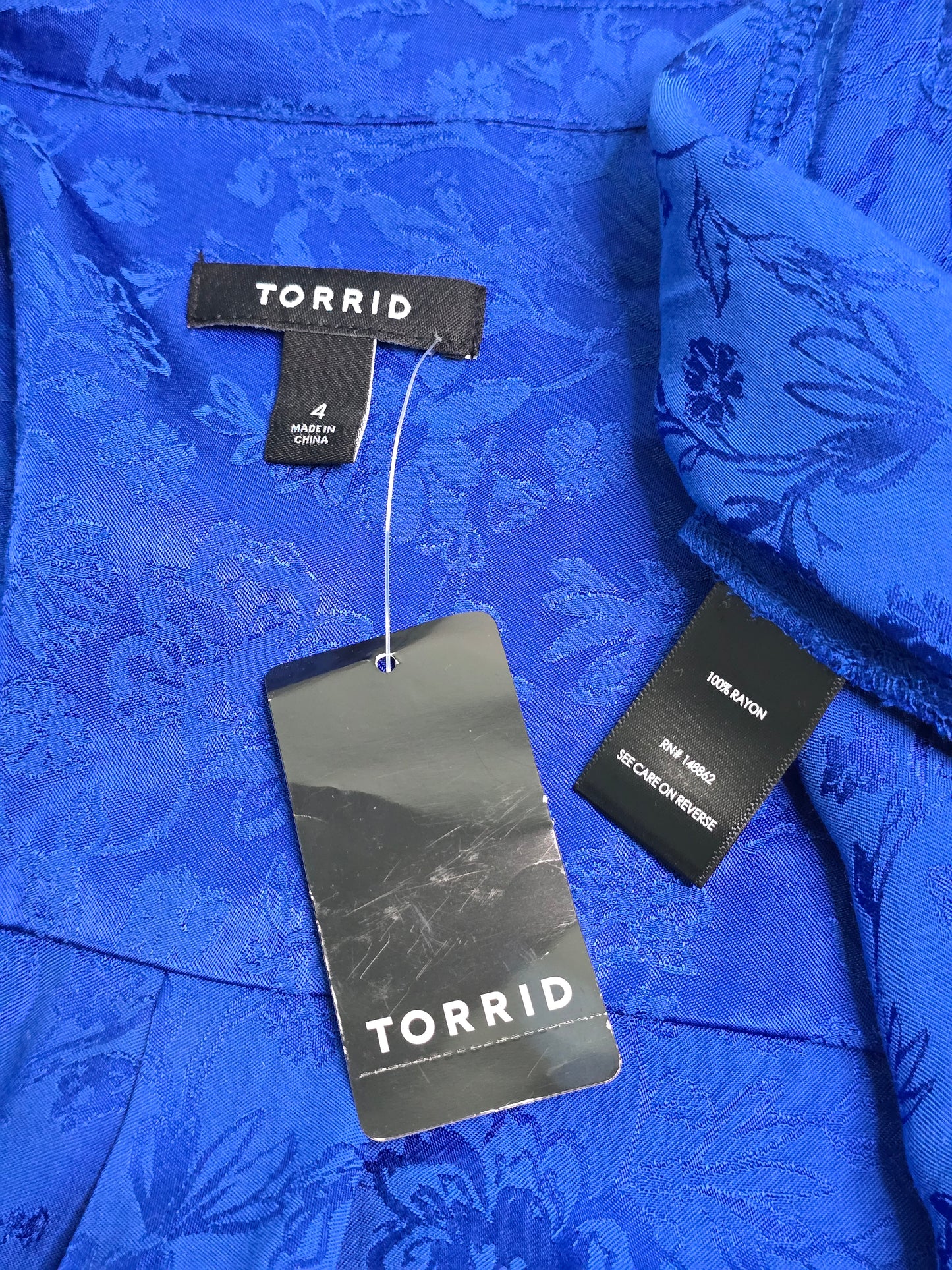 Royal Blue Floral Jacquard Kimono Queen Damask Electric Goth Trench Coat Plus 4X