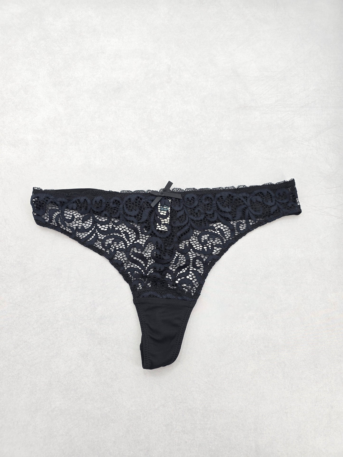 Hema Black Lace Dainty Whimsy Boho Goth Fairy Coquette Bridal Panties Large SKU: A1-42