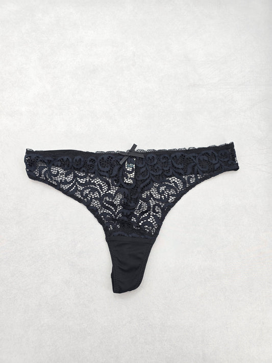 Hema Black Lace Dainty Whimsy Boho Goth Fairy Coquette Bridal Panties Large SKU: A1-42