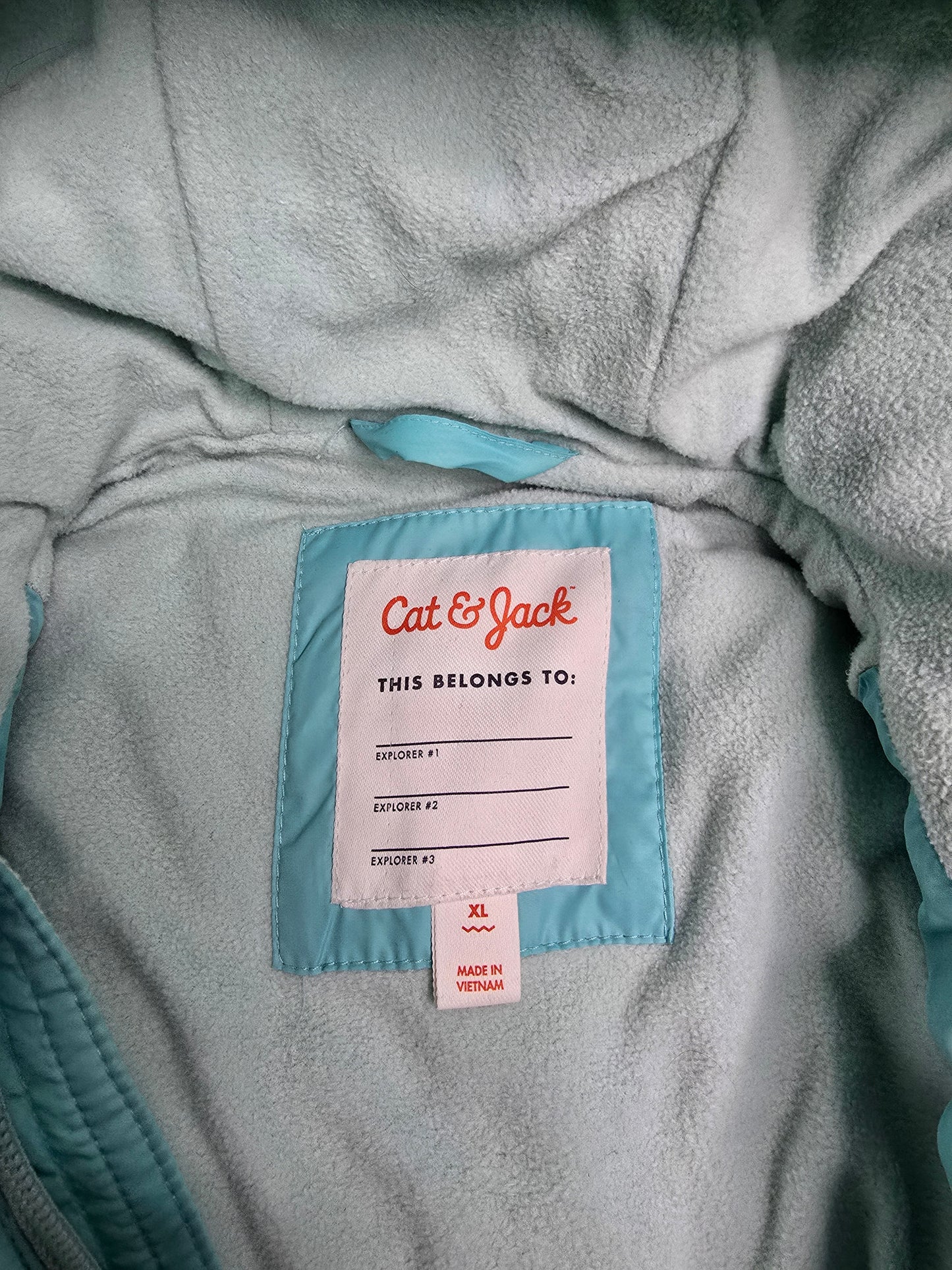 Cat & Jack Blue Puffer Quilt Fleece Lined Hoodie Full Zip Girls Youth Jacket XL