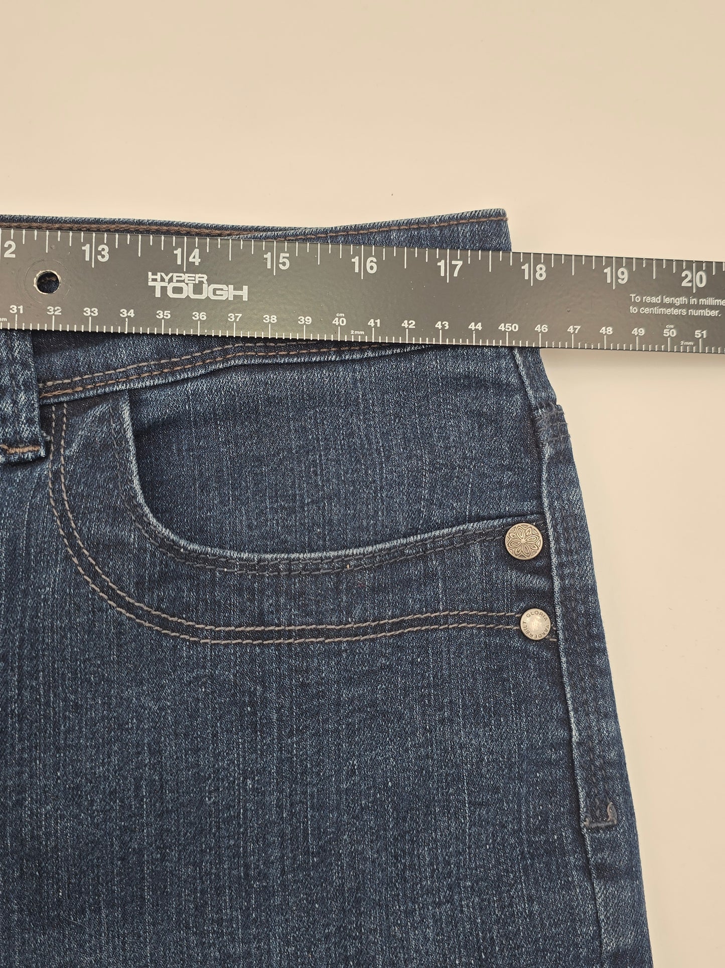 Gloria Vanderbilt Blue Capri Cropped Resort Cottage Perfect Fit Jeans Plus 14