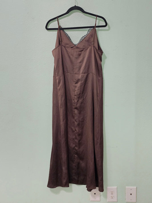 Brown Lace Slip Y2K 90s Cottage Girly Grunge Dainty Milkmaid Babydoll Dress 12