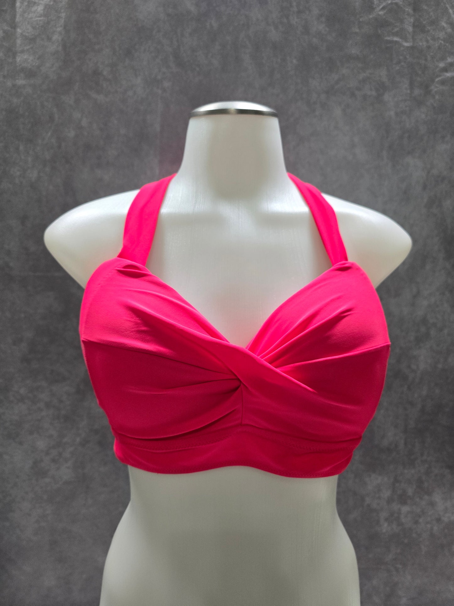 Pink Halter Beach Flamingo 90s Swim Beach Resort Vacation Bikini Top Large