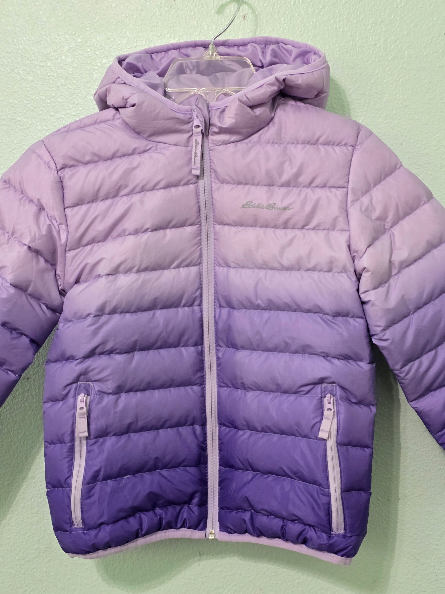 Eddie Bauer Purple Ombre Reversible Light Hood Puffer Ski Snow Girls Jacket S