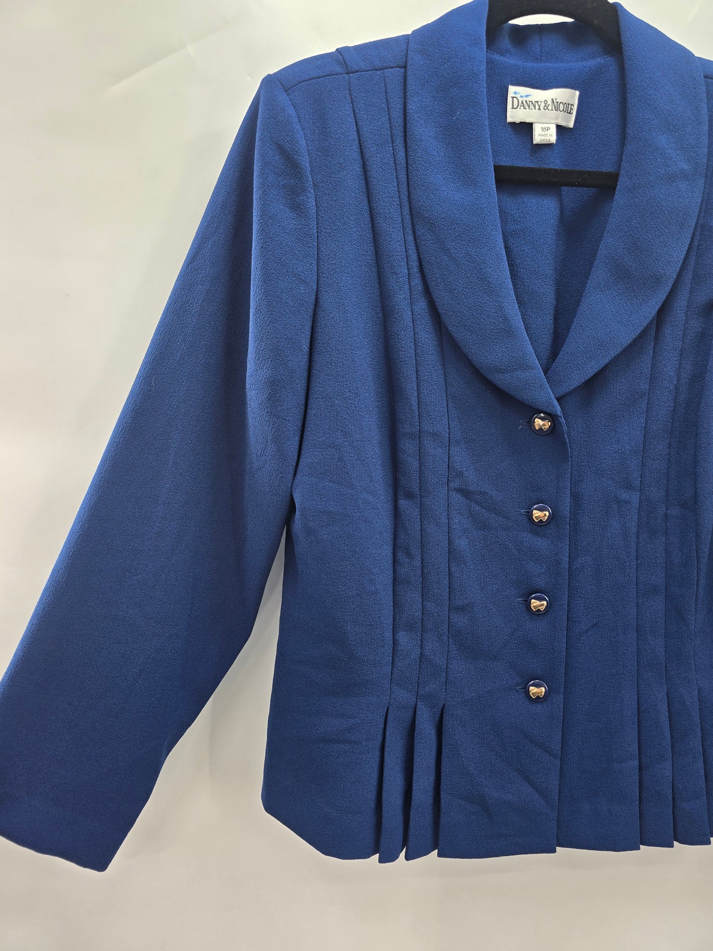 Vintage Blue Y2K Nautical Preppy Boss Pleated Career Fairy Suit Blazer Plus 16P
