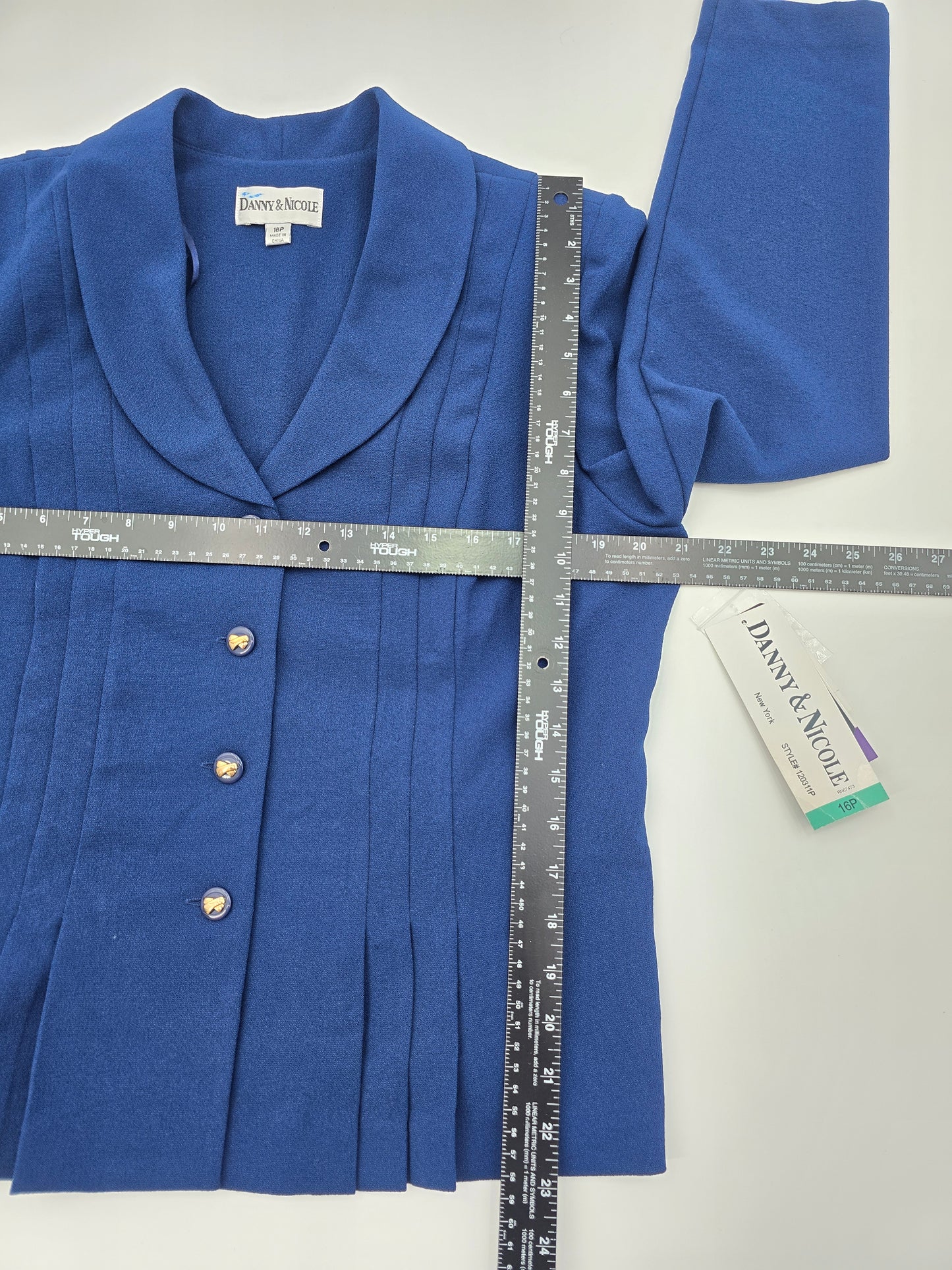 Vintage Blue Y2K Nautical Preppy Boss Pleated Career Fairy Suit Blazer Plus 16P