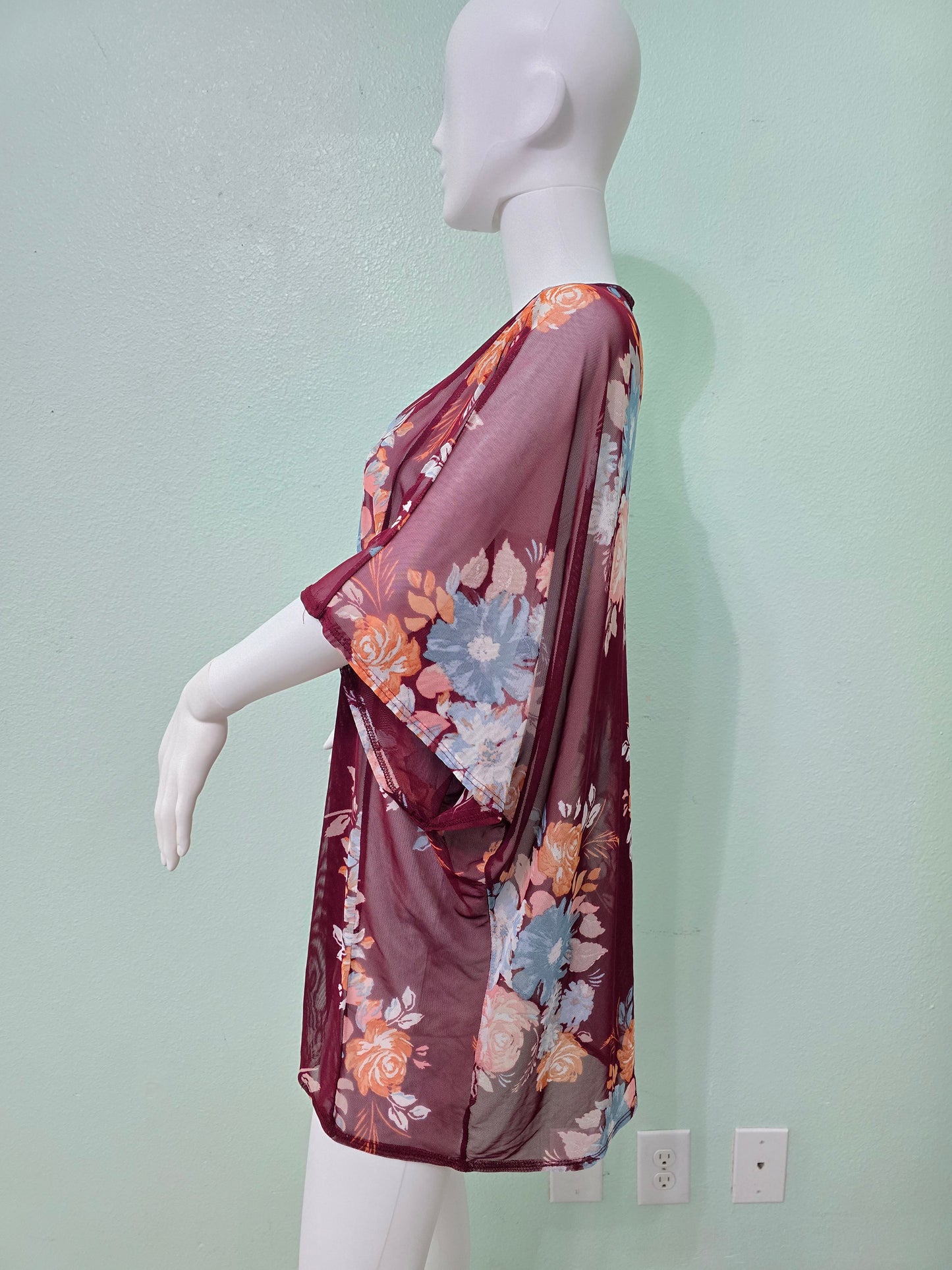 Floral Boho Fairy Coquette Indie Whimsygoth VTG Cottagecore Wrap Kimono Top XL