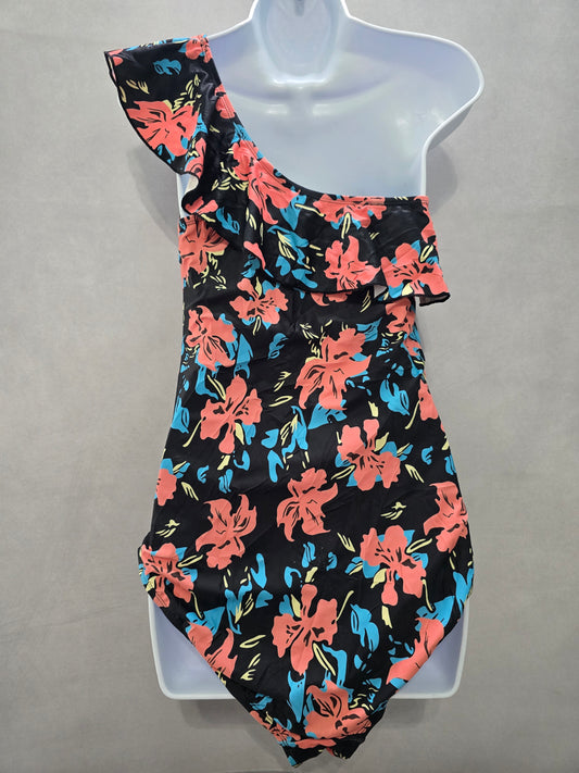 Summer Mae Floral Ruffle One Piece Swimsuit Beach Resort Boho Gothcore 90s Large