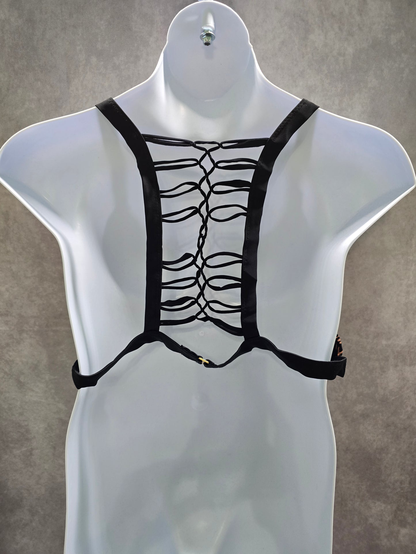 Raisins Black Geometric Bikini Goth Beach Swim Vacation Crisscross Top Plus 24W