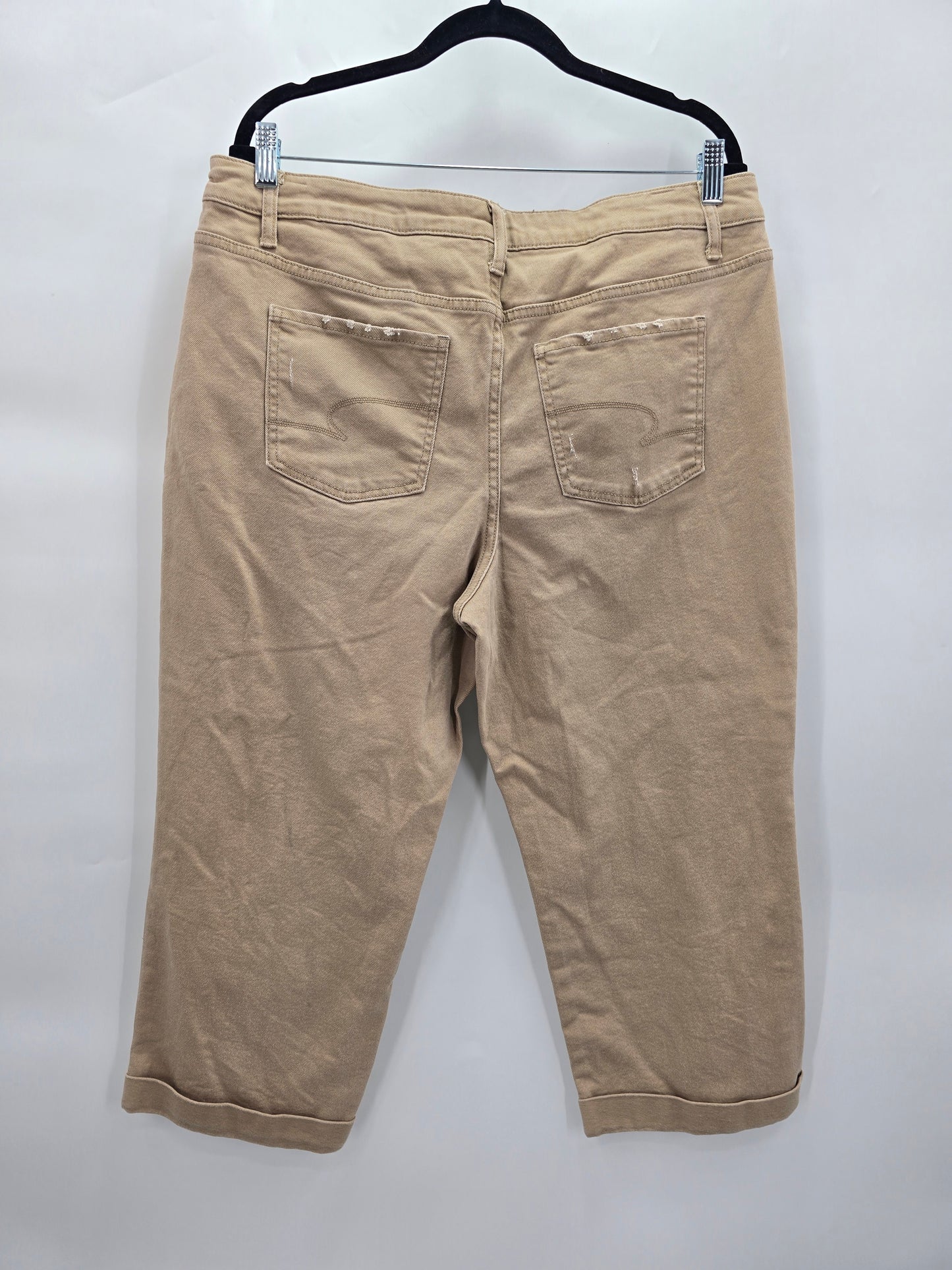 Time and Tru Brown Mid Rise Capri Cropped Y2K Distressed Denim Jeans Plus 16