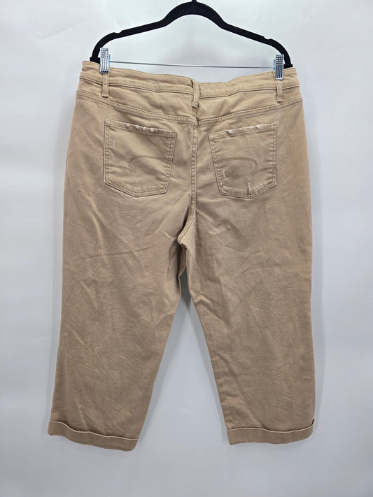 Time and Tru Brown Mid Rise Capri Cropped Y2K Distressed Denim Jeans Plus 16