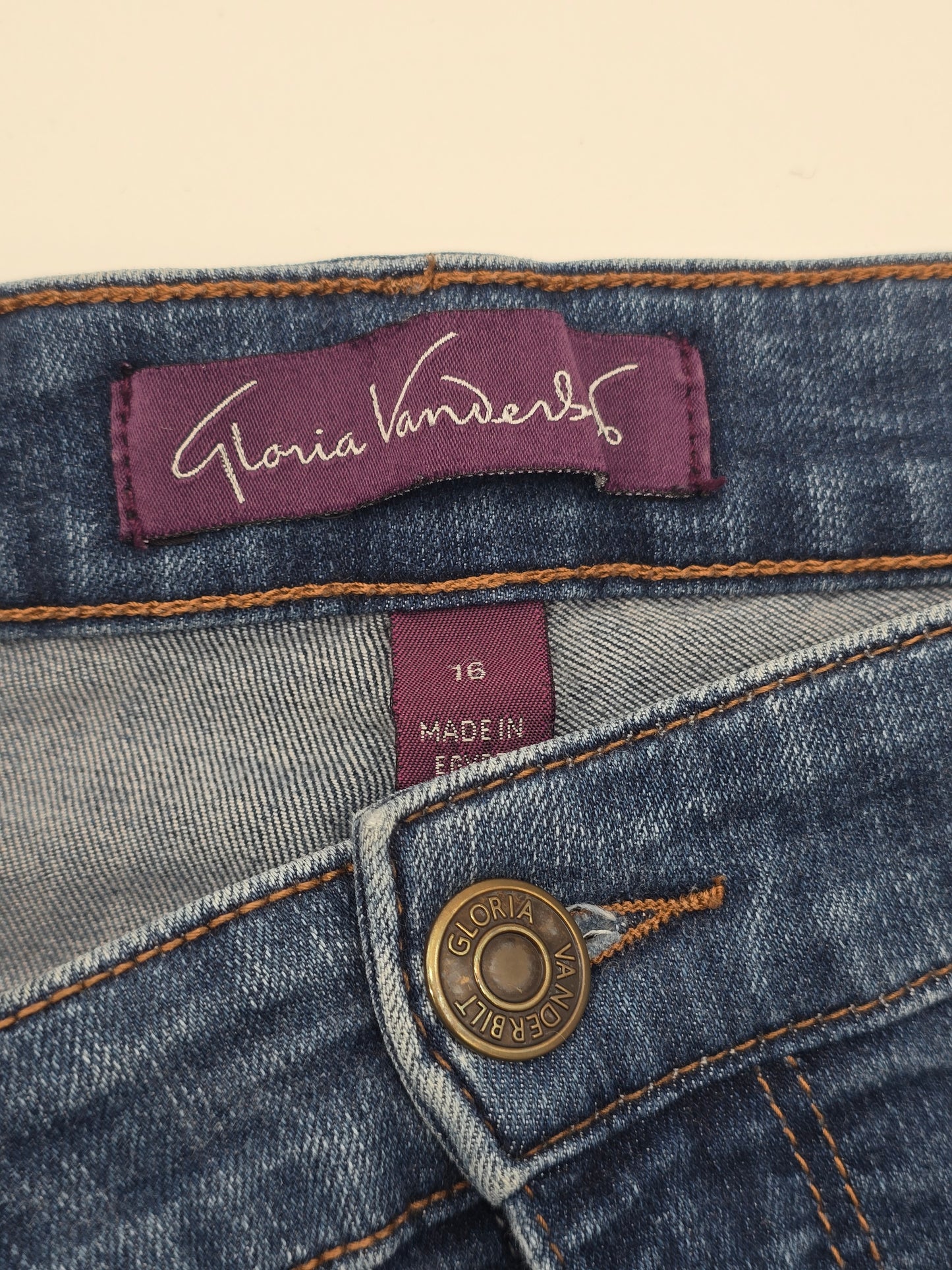 Gloria Vanderbilt Blue Capri Denim Cropped Y2K Cottage Resort Jeans Plus 16