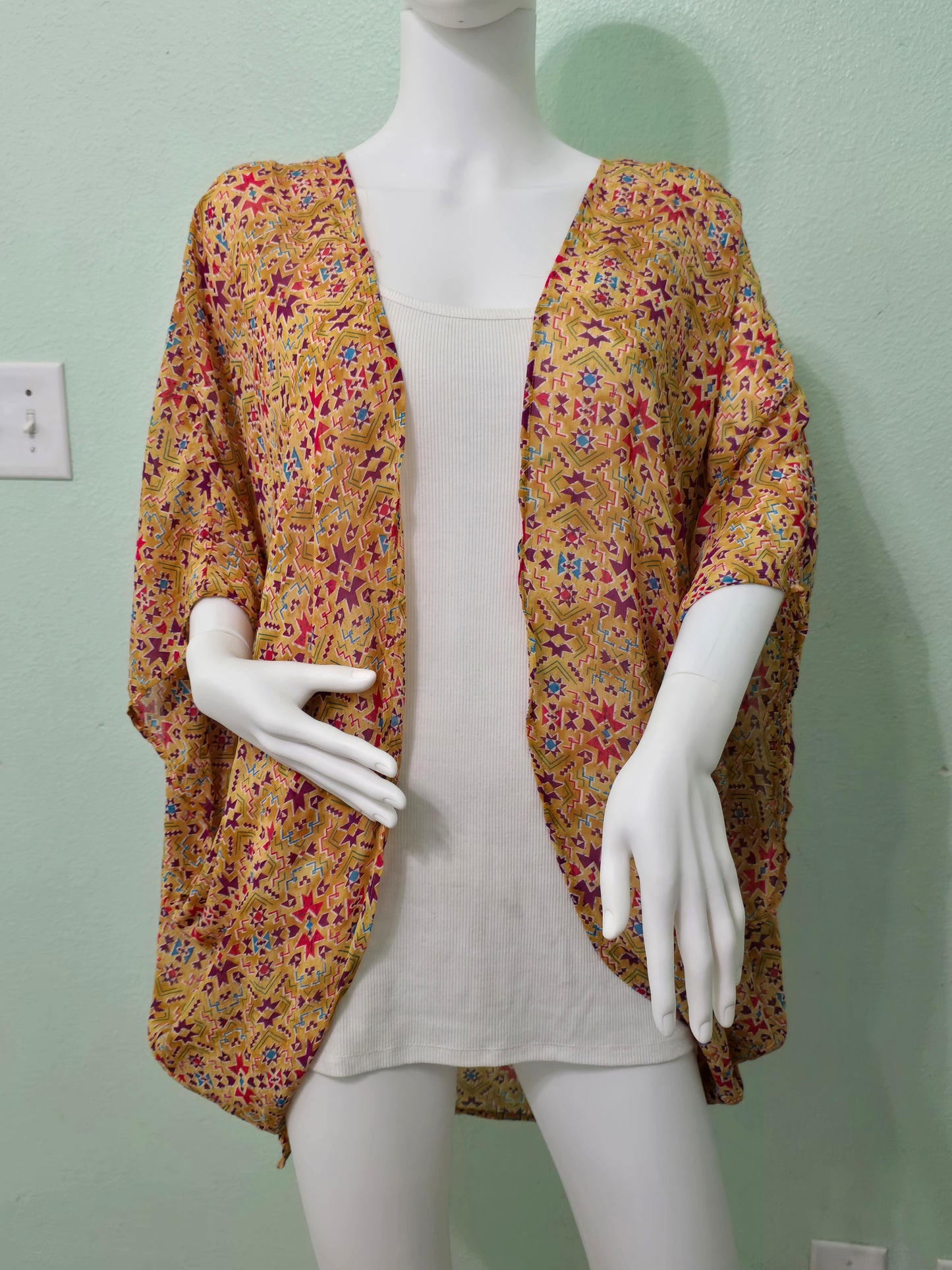 Floral Boho Fairy Coquette Indie Whimsygoth VTG Cottagecore Wrap Kimono Top XXL