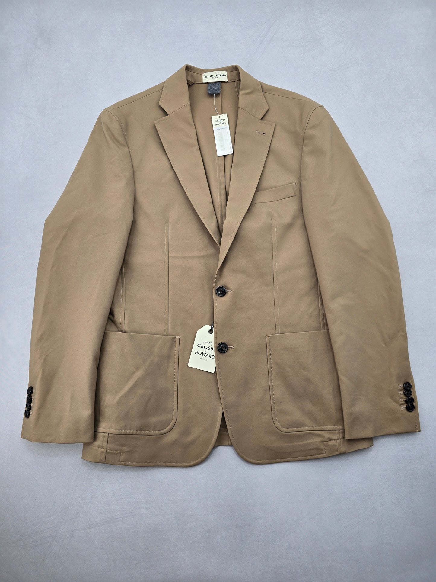 Blazer Sports Coat Mens Tailored Suit Preppy Crosby &amp; Howard Jacket Khaki Medium