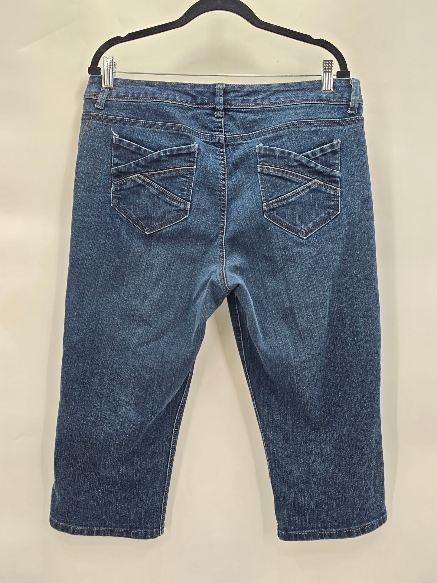Gloria Vanderbilt Blue Capri Cropped Resort Cottage Perfect Fit Jeans Plus 14