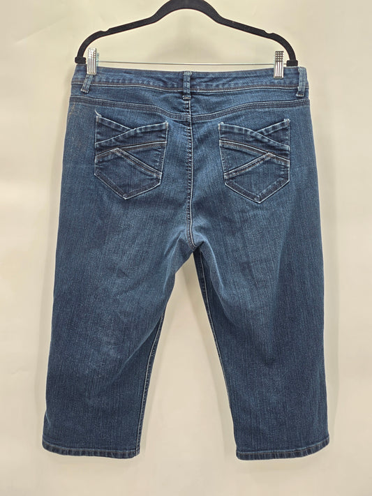 Gloria Vanderbilt Blue Capri Cropped Resort Cottage Perfect Fit Jeans Plus 14