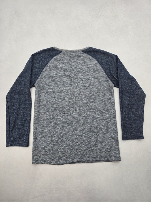 Navy Blue Work Casual Heather Grey Y2K Sweater Rustic Blue Boys Top Large