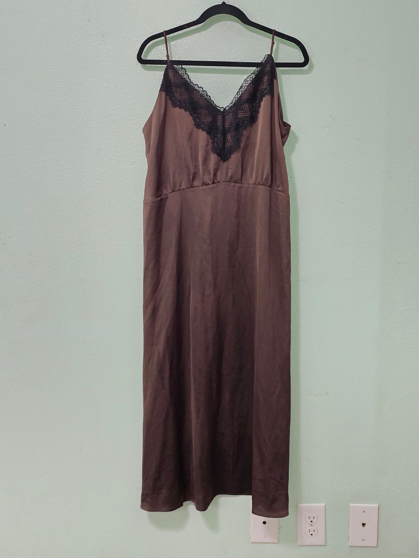 Brown Lace Slip Y2K 90s Cottage Girly Grunge Dainty Milkmaid Babydoll Dress 12