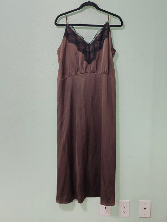 Brown Lace Slip Y2K 90s Cottage Girly Grunge Dainty Milkmaid Babydoll Dress 12