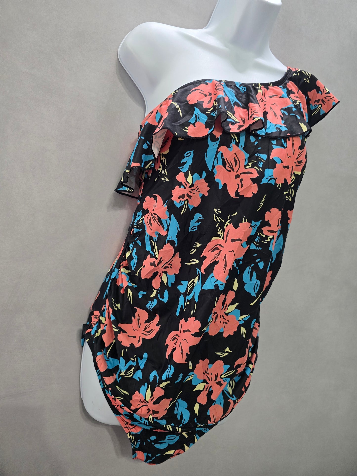 Summer Mae Floral Ruffle One Piece Swimsuit Beach Resort Boho Gothcore 90s Large