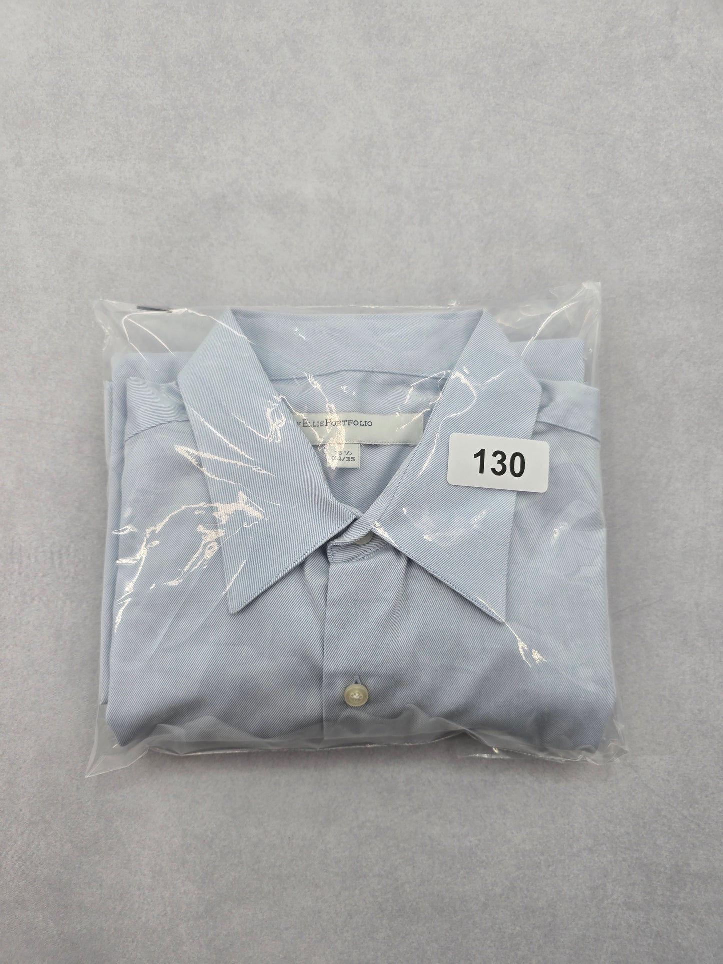 Blue Collared Formal Wedding Button Up Cotton Dress Work 16.5 Neck Shirt L 34/35