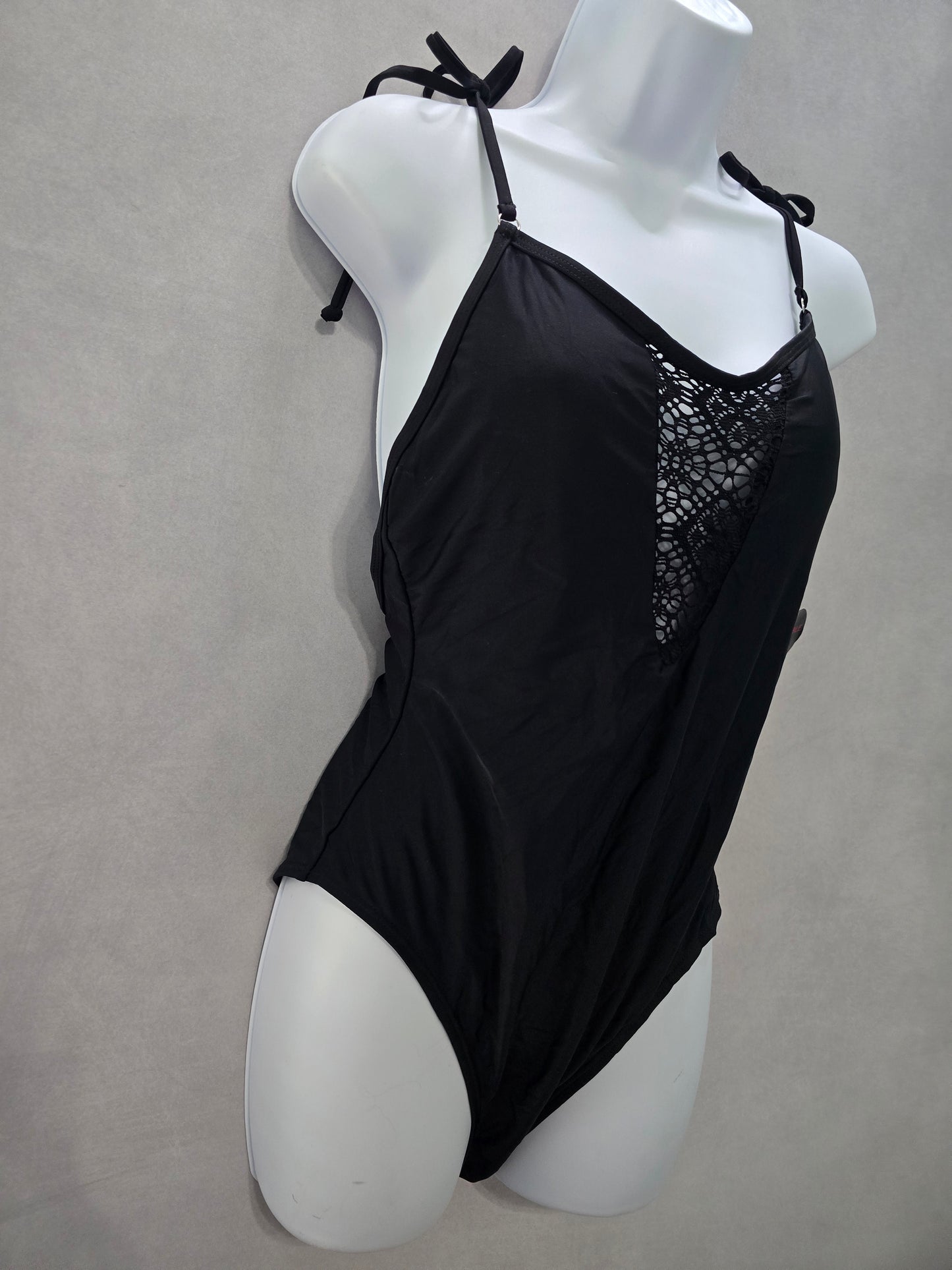 Black Lace One Piece Swimsuit Whimsygoth 90s Vacation Beach Goth Dark Large