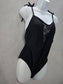 Black Lace One Piece Swimsuit Whimsygoth 90s Vacation Beach Goth Dark Large