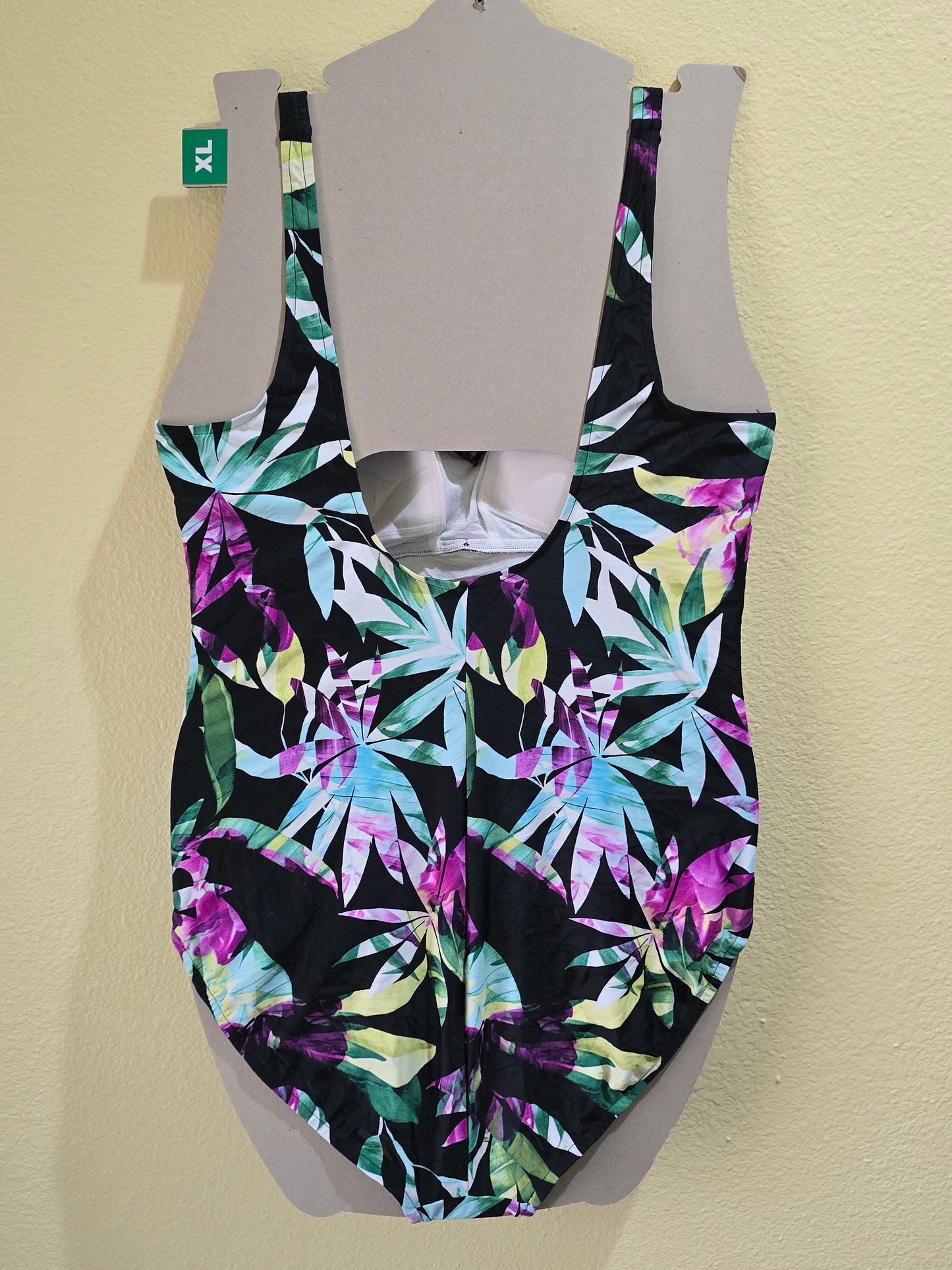Tropical Floral Resort Vacation Beach Whimsy Goth Y2K One Chic Piece Swimsuit XL