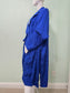 Royal Blue Floral Jacquard Kimono Queen Damask Electric Goth Trench Coat Plus 4X