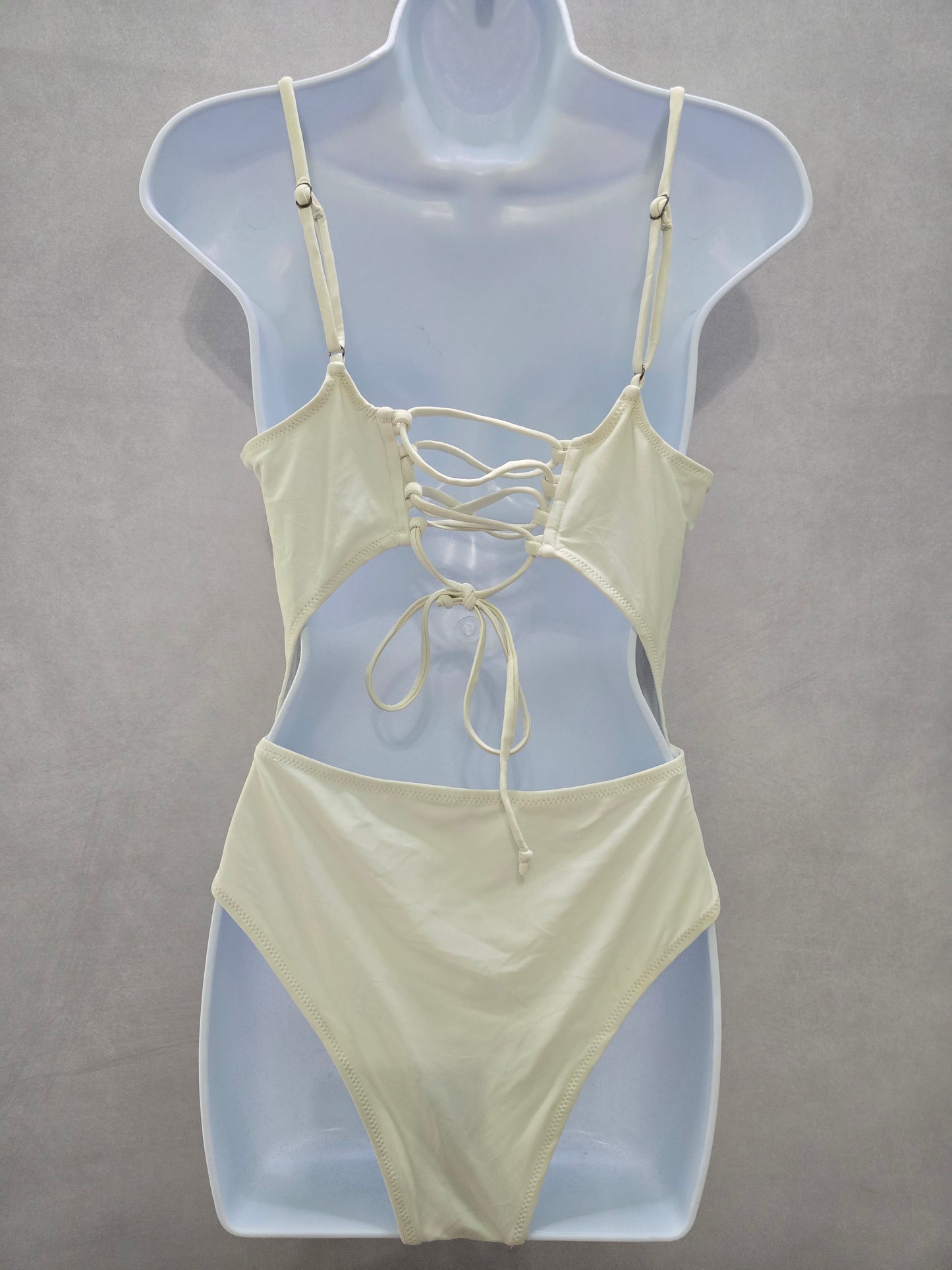 White One Piece 90s Y2K Swimsuit Beach Vacation Resort Sexy Large