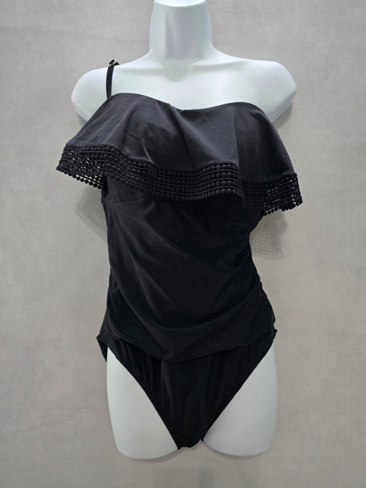 Kona Sol Resort Y2K Black Lace Whimsygoth One Piece Goth Swimsuit Beach Large