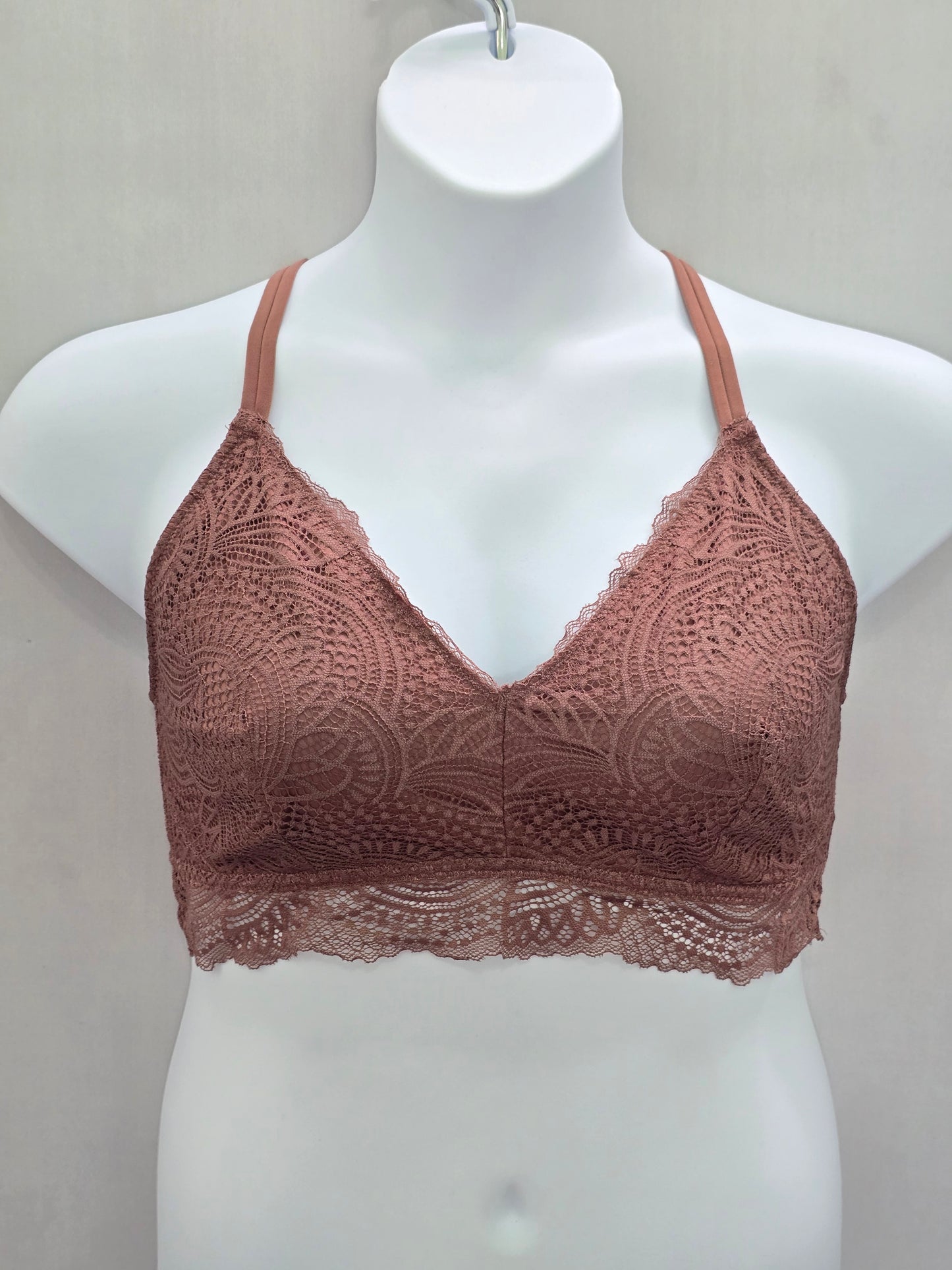 Maurices Brown Romantic Boudoir Bridal Cottage Lingerie Feminine Lace Bra XL