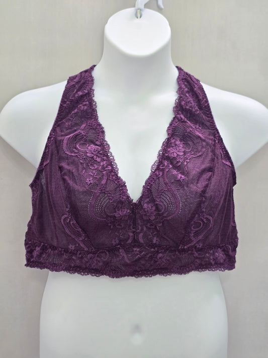 Torrid Purple Romantic Boudoir Bridal Cottage Lingerie Feminine Lace Bra Plus 1X