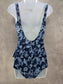 Maxine of Hollywood Blue Floral One Piece Swimsuit Beach Vacation Large