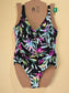 Tropical Floral Resort Vacation Beach Whimsy Goth Y2K One Chic Piece Swimsuit XL