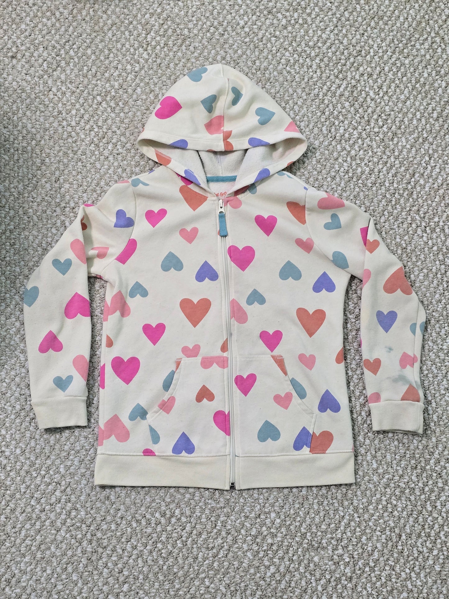 Hearts Cute Boho Cozy Colorful Full Zip Hoodie Sweater Cat & Jack Girls L 10/12