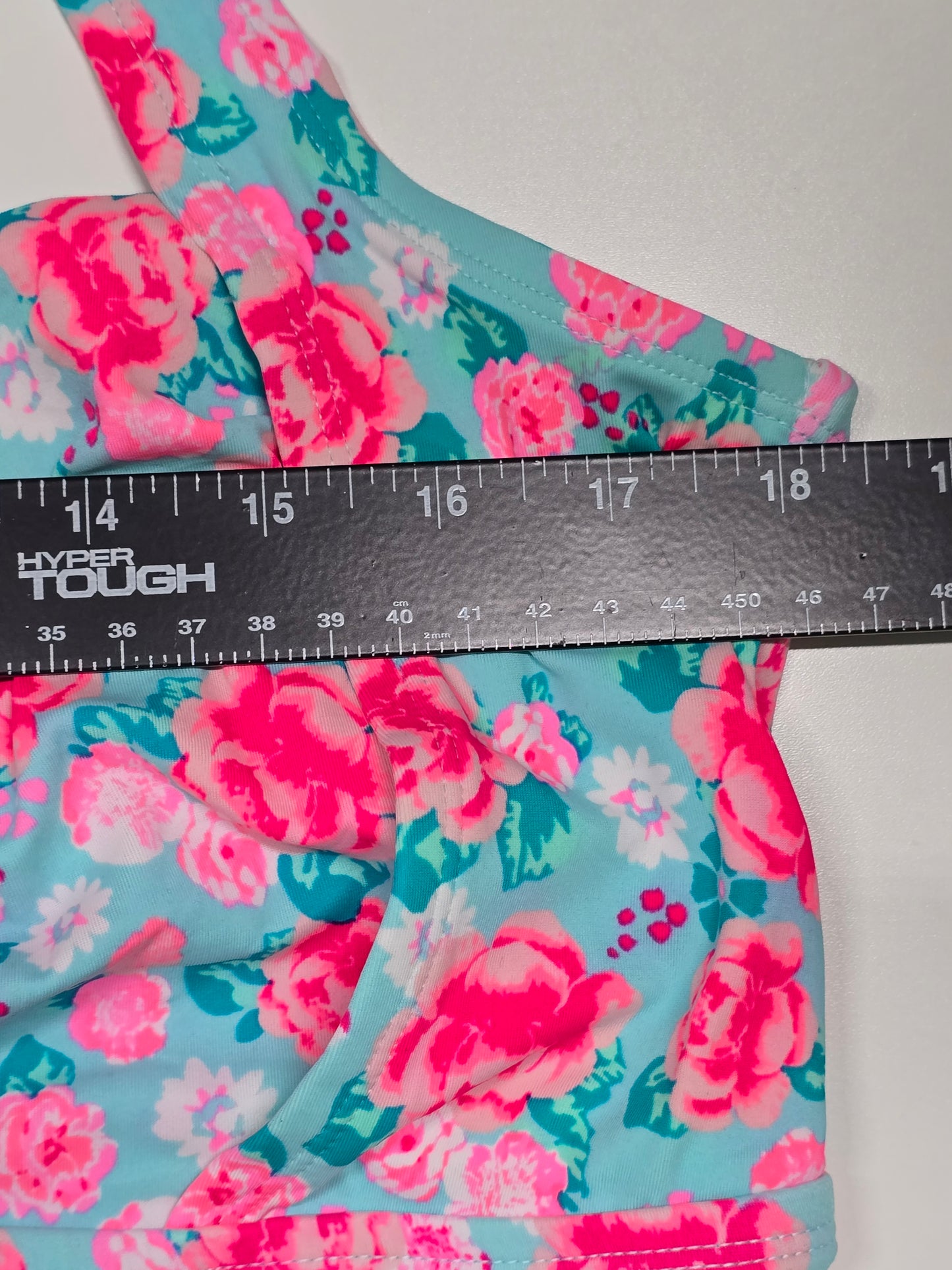 Joe Boxer Blue Floral Bikini Boho Bow Coquette Swim Top Plus 2X