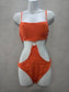 Orange One Piece Sexy Resort Beach Vacation 90s Textured Swimsuit Sexy Large