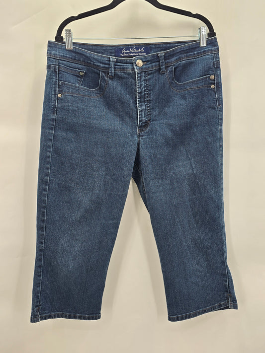 Gloria Vanderbilt Blue Capri Cropped Resort Cottage Perfect Fit Jeans Plus 14