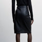 Mango Faux Leather Black Pencil Skirt Knee Length NWT Size 12