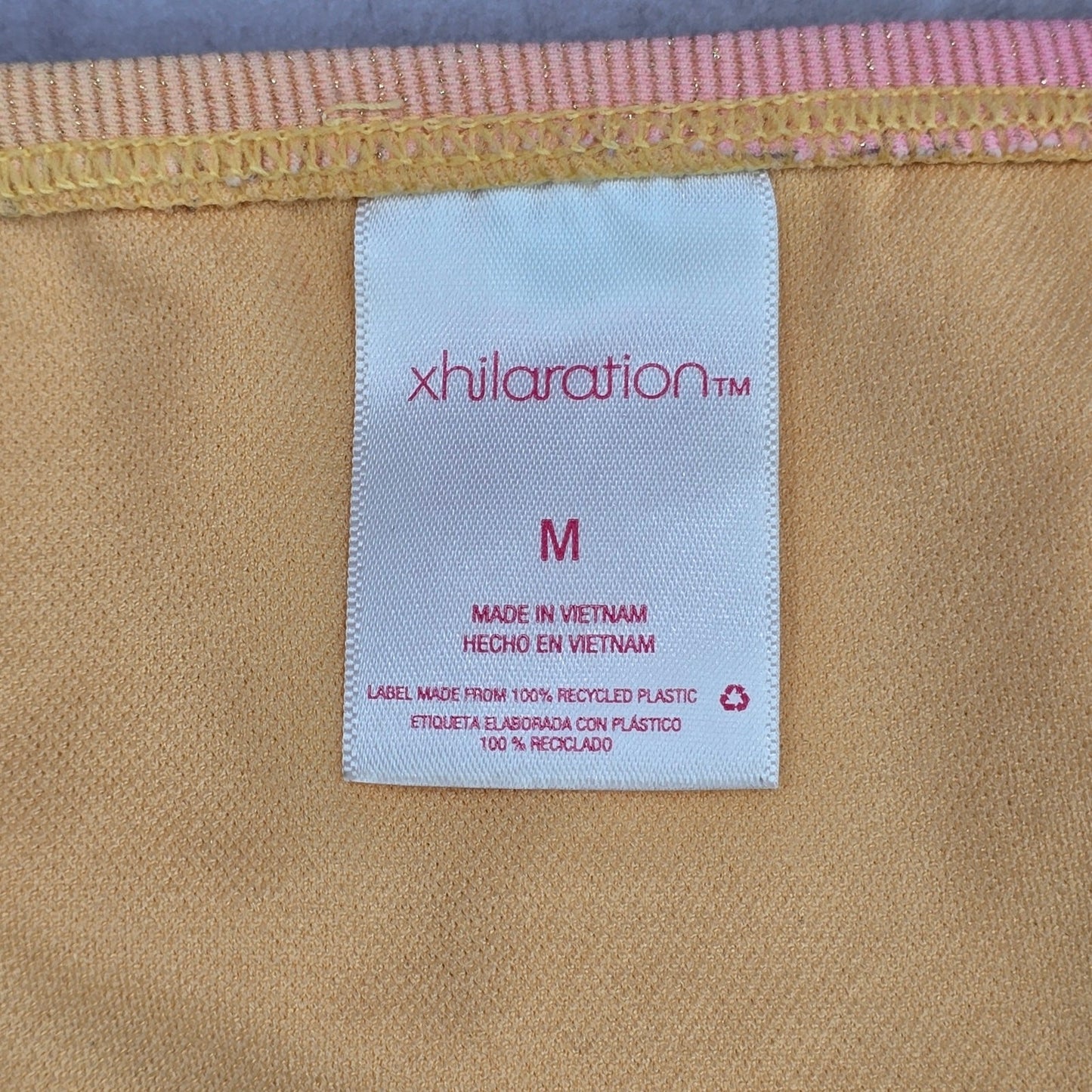 Xhilaration Orange Pink Ombre Ribbed Gold Metallic Bikini Bottom Swimwear Medium