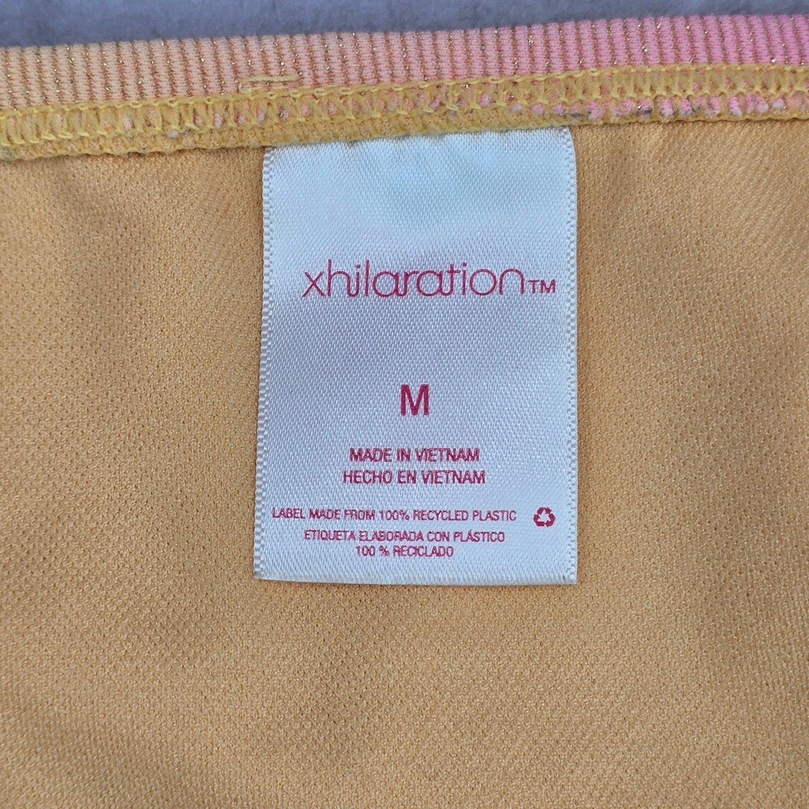 Xhilaration Orange Pink Ombre Ribbed Gold Metallic Bikini Bottom Swimwear Medium