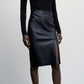 Mango Faux Leather Black Pencil Skirt Knee Length NWT Size 12